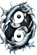 yin and yang tattoo with koi fish swimming  tattoo design idea