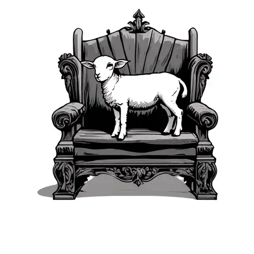 a lamb standing on a throne American traditional style tattoo tattoo design idea