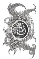 Elvish script surrounded by Numenorian artwork combining elements tattoo design idea