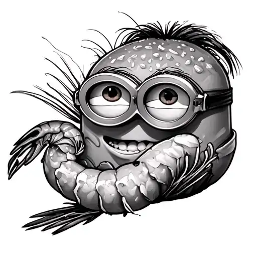 shrimp, minions and food tattoo design idea