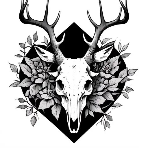 deer skull Mandela elbow ditch filler tattoo tattoo design idea