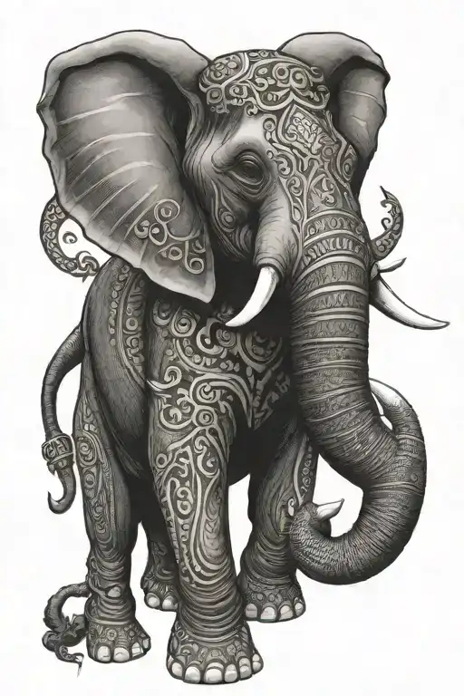 Thai elephant tattoo design idea