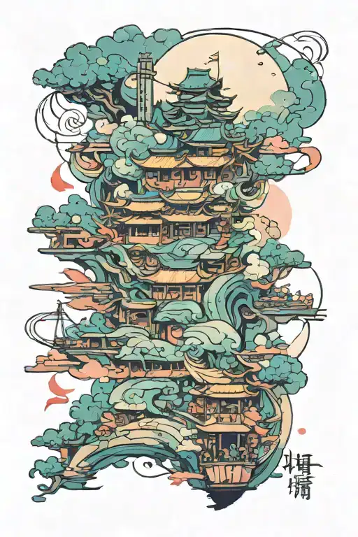 HONG KONG  LINE print with WATERCOLOUR  tattoo design idea