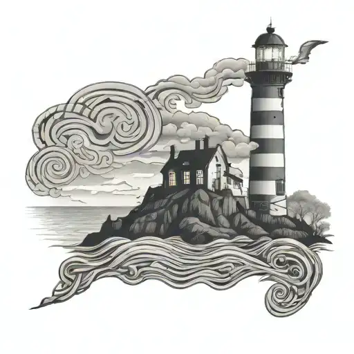 life in the maze lighthouse tattoo design idea
