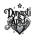 "Dynasti & April" name in shape of heart with wings and 5 point stars tattoo design idea