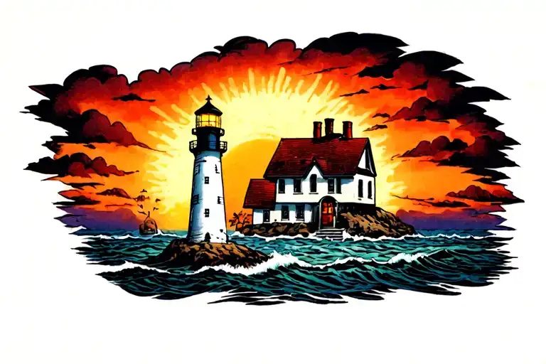 Lighthouse tattoo design idea