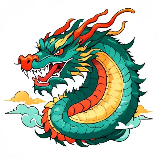 Hello, design me a tattoo of a classic Japanese dragon with a cloud surrounding it. And it looks like the dragon is pass tattoo design idea