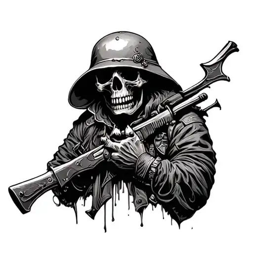 sapper skull death tattoo design idea
