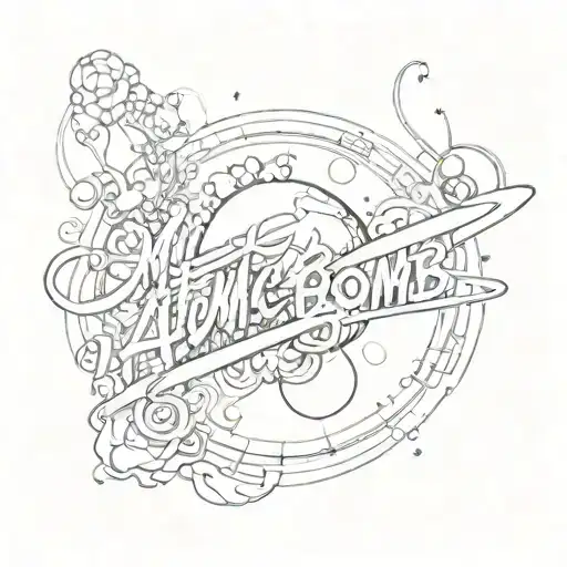miss atomic bomb cursive writing tattoo design idea
