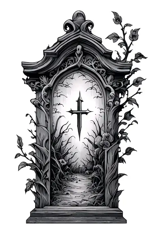 tombstone tattoo design idea