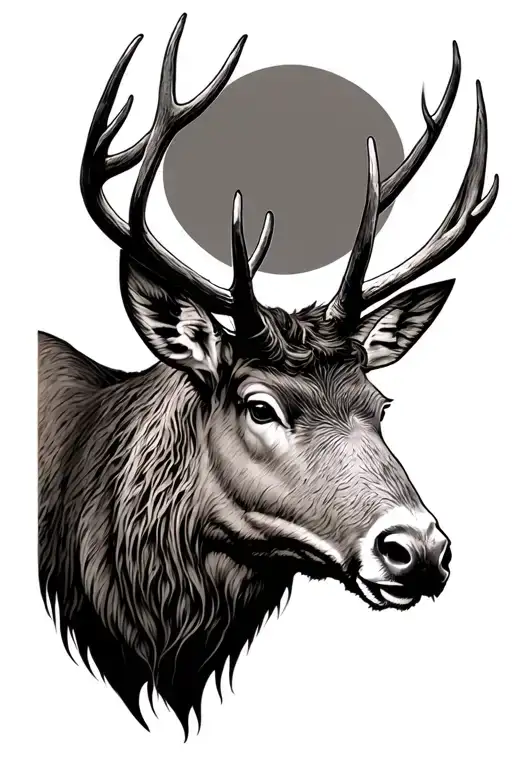 elk head tattoo design idea