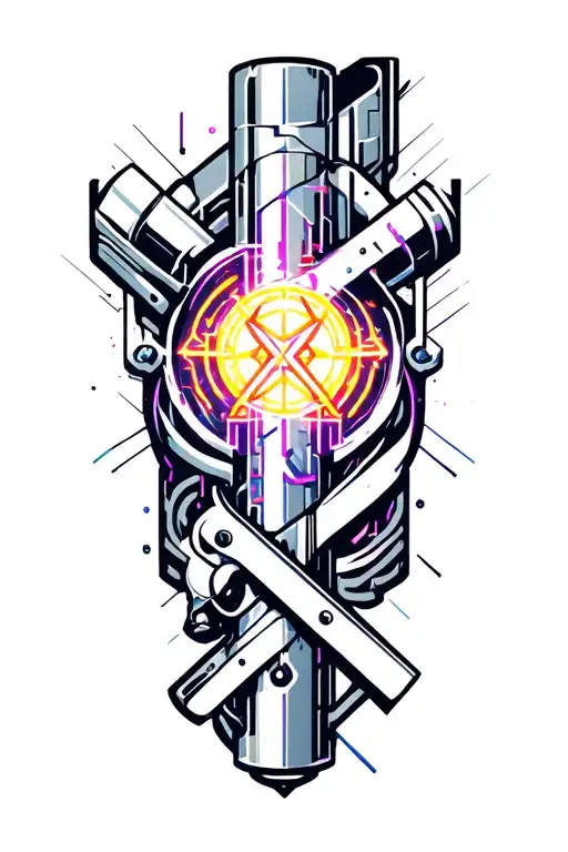 Gun barrel intertwined tattoo design idea