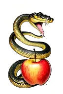 snake eating an apple tattoo design idea