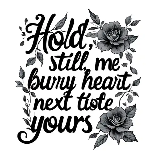 text "Hold me still, bury my heart next to yours", masculine, nature, love tattoo design idea