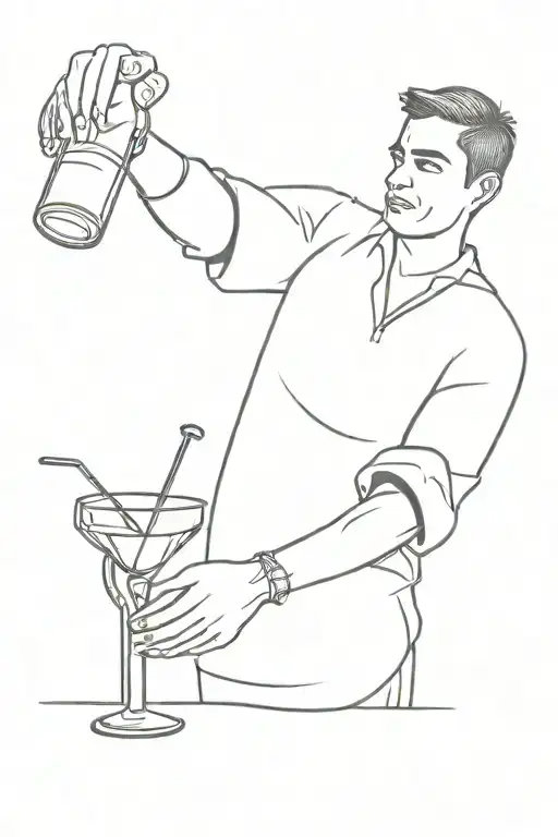 bartending shaker pouring drink tattoo design idea