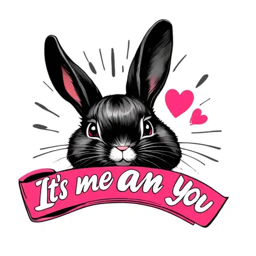 bad bunny logo with baby girl it's me an you lyrics tattoo design idea