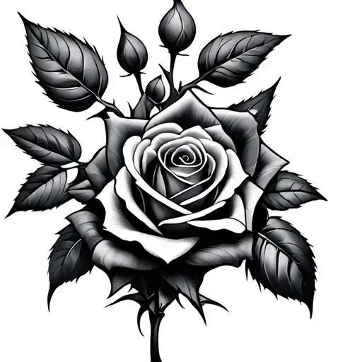 Roses with thorns tattoo design idea