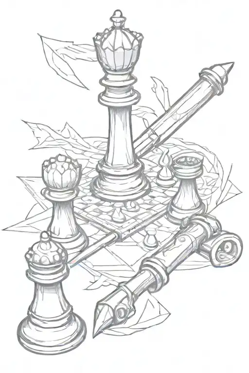 mafia knife with kings chess piece tattoo design idea