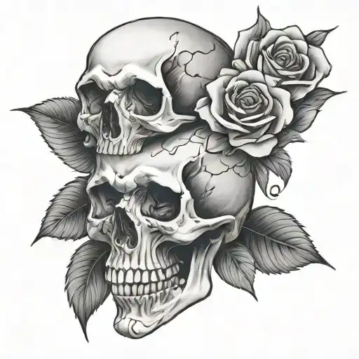 Skull Rose tattoo design idea