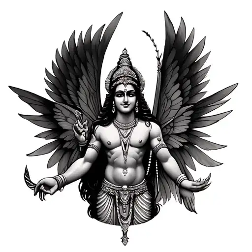 VISHNU WITH FAIRY WINGS tattoo design idea