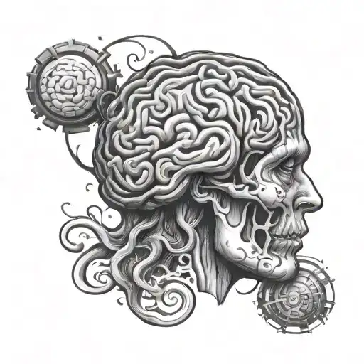 overthinking brain stopped tattoo design idea