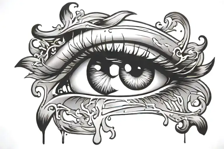 crying eye silhouette kids inside tattoo design idea