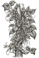 English Ivy vines intertwined with willow tree vines and and banana plant and honeysuckles  tattoo design idea