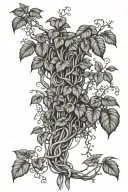 English Ivy vines intertwined with willow tree vines and and banana plant and honeysuckles  tattoo design idea
