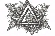 tattoo in the style of chaos on the hand with the sign of universal chaos and a triangle in the middle tattoo design idea
