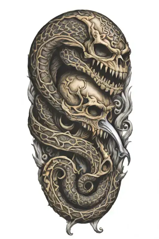 don't tread on me morphing into flintlock pistols  tattoo design idea