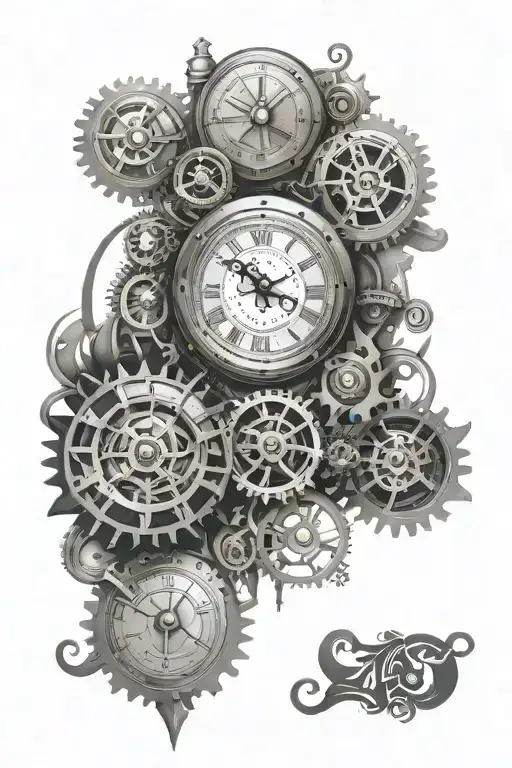 6  clock face steampunk tattoo design idea
