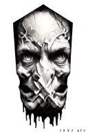 depression hexagon pattern inspired love hate tattoo design idea