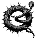 broken chain snake wrapped in thorns wrapped form circle tattoo design idea