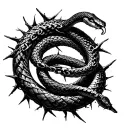 broken chain snake wrapped in thorns wrapped form circle tattoo design idea