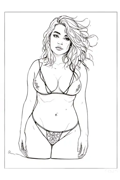 Freiren, Petite, Big Boobs, Wide Hips, G-string, Messy Hair, Sexual pose Tattoo tattoo design idea