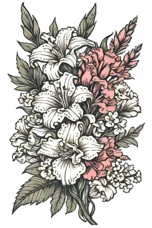 jonquil carnation Gladiolus, gladiolus flower, hollyhock tattoo design idea