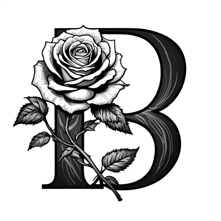  dainty mother daughter 2 roses with one rose taller the stems forming a letter K frim tall and letter B from short  as  tattoo design idea