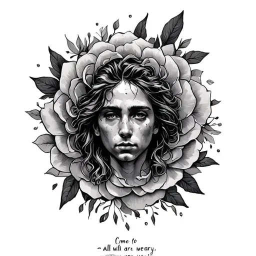 come to me all who are weary Matthew 11:28 tattoo design idea