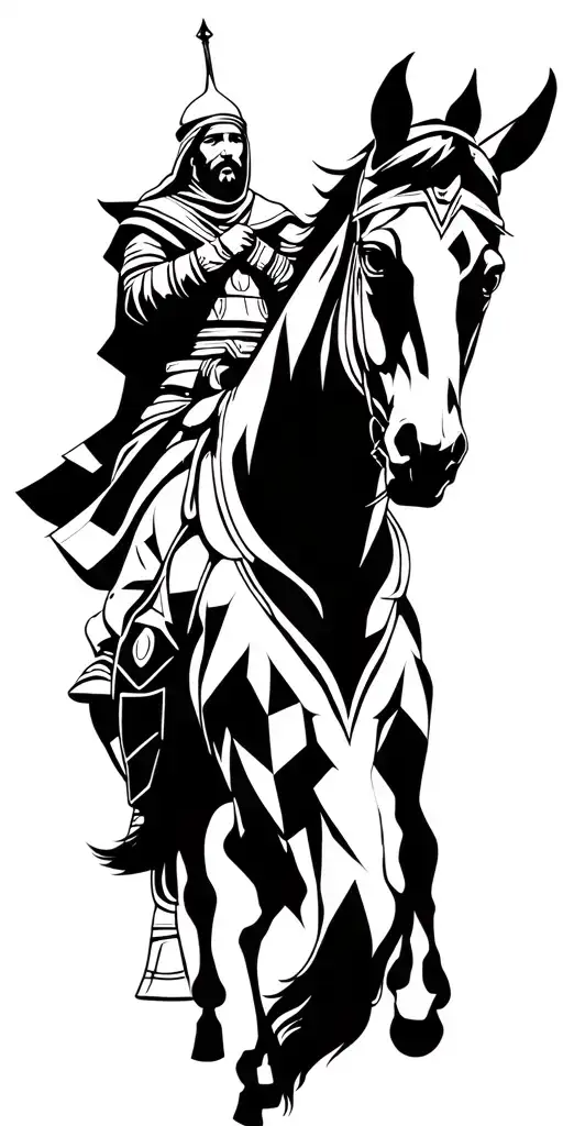 muslim warrior on a horse tattoo design idea
