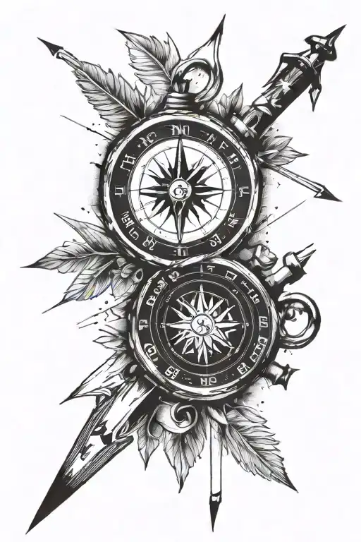 compass and arrow tattoo design idea