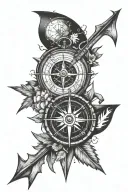 compass and arrow tattoo design idea