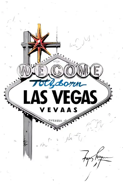 Nevada flag Battle Born with welcome to Las Vegas sign combined  tattoo design idea