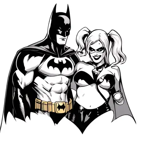 batman and harley quinn tattoo design idea