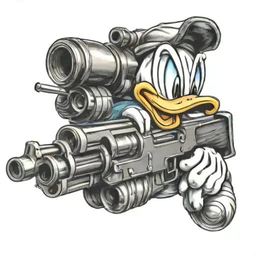 Donald duck gun wrapped tattoo design idea