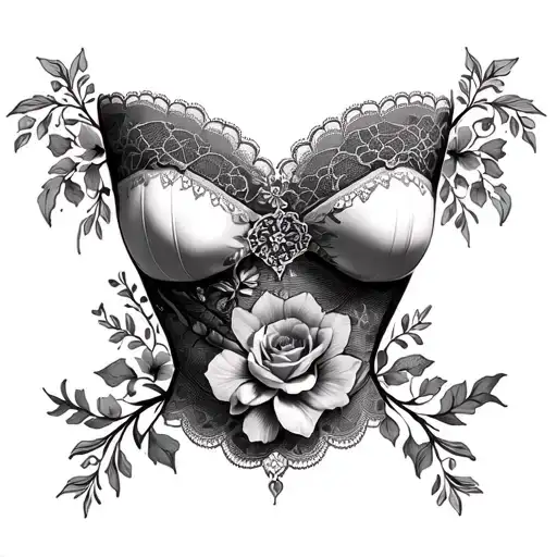 Lace Under Breast tattoo design idea