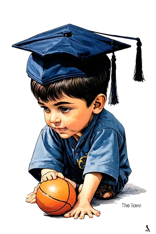 "The faith that leads me 1998" boy with a ball in his foot and a graduation beret always looking forward, with details, Sagittarius, Flameng tattoo design idea