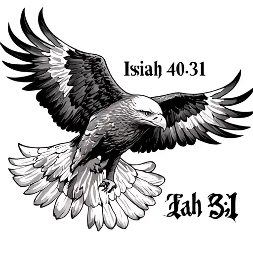 Isaiah 40:31 with eagle flying tattoo design idea