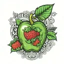Beatles, strawberry fields forever, let it be, green apple, music tattoo design idea