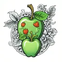 Beatles, strawberry fields forever, let it be, green apple, music tattoo design idea