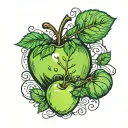 Beatles, strawberry fields forever, let it be, green apple, music tattoo design idea